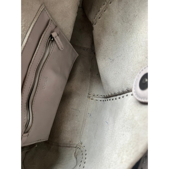 The Sak Floral Embossed Leather Hobo Shoulder Bag Grey Whipstitch Tassel Boho - Picture 9 of 13